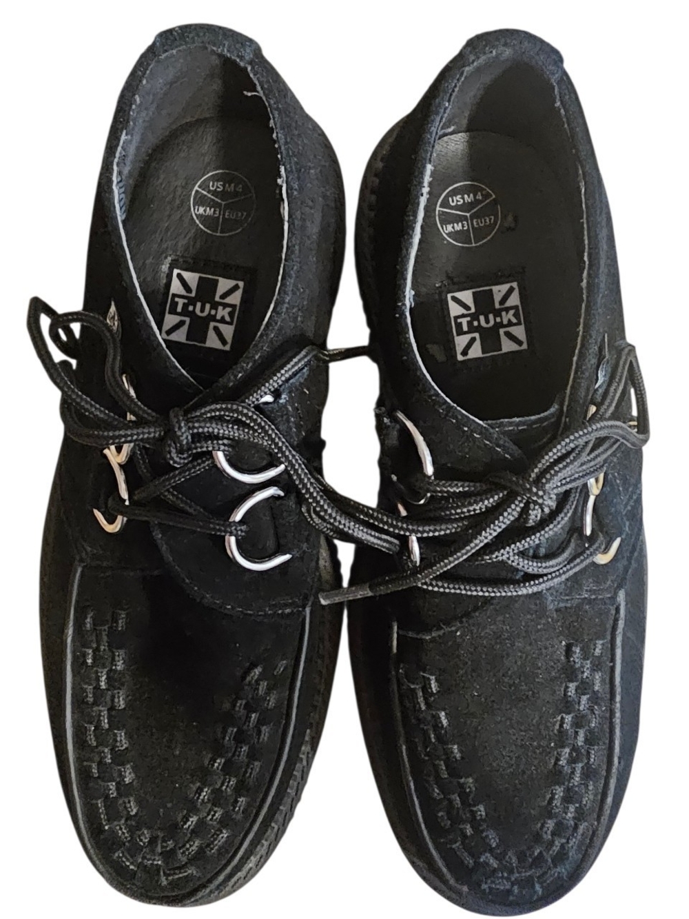 T.U.K. Black Suede Viva Low Creepers - US Women’s 6 / Men’s 4 Goth Grunge Punk - Picture 3 of 12